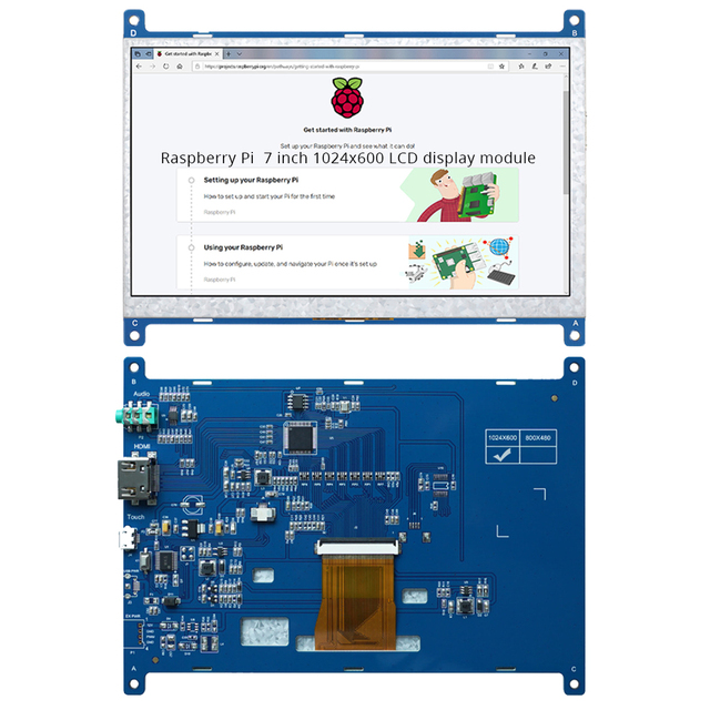 Waiken 7 Inch TFT LCD Display Module LED Backlight HD Digital Video Input Interface 1024x600 Resolution for Raspberry Pi