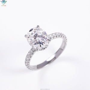 Bague de mariage Yu Ying personnalisée en or blanc 18 carats avec diamant ovale glacé de 2 carats VVS cultivé en laboratoire, certifiée IGI, diamant HPHT/CVD, bijoux fins - Product Image 2