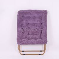 Fauteuil de détente pliable en peluche douce avec structure métallique, portable, pour intérieur et extérieur, idéal pour salon, balcon, terrasse