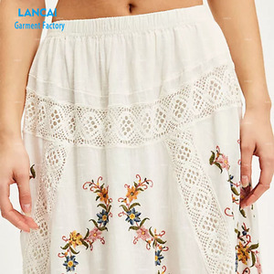 Women's Custom Fashion Summer <b>Skirts</b> for Women Bohemian 100% Cotton Long <b>White</b> Embroidery <b>Maxi</b> <b>Skirt</b> Womens <b>Skirts</b> - Product Image 3