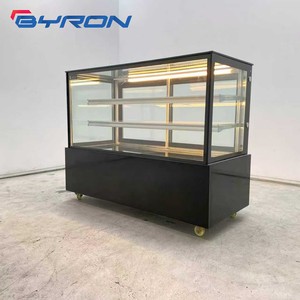Vitrine à gâteaux incurvée entièrement transparente en verre avec éclairage LED, réfrigérateur commercial pour pâtisseries et fruits - Product Image 5