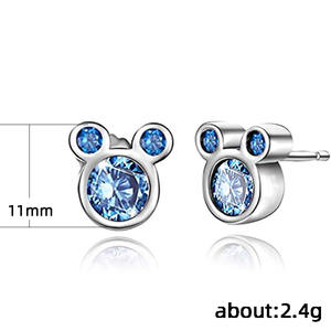 Pendientes de Mickey Mouse con Cristales Azules y Bisel de Diamantes de Imitación, Aleación, Joyería de Moda con Dibujos Animados para Mujer, Regalo - Product Image 6