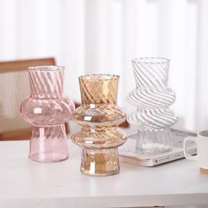 Nouveaux Vases <span class=keywords><strong>en</strong></span> <span class=keywords><strong>verre</strong></span> <span class=keywords><strong>en</strong></span> spirale côtelés modernes chauds 18.5cm 7.3 pouces pour fleurs Roses, bourgeon jonquilles pivoine <span class=keywords><strong>tulipe</strong></span> salon décor <span class=keywords><strong>de</strong></span> mariage - Product Image 2