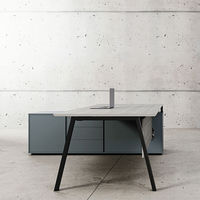 Bureau de direction convertible bleu moderne LYSUN sur mesure – Mobilier commercial élégant en bois pour manager