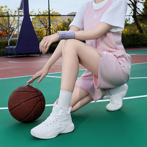Zapatillas de Baloncesto para Mujer, Blancas y Rosas, Transpirables, Deportivas, de Caña Alta, con Amortiguación y Soporte, para Cancha - Product Image 6