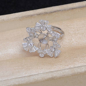 Anillo de Plata 925 de Lujo, Accesorios para DIY, JG5852, Producto Semi-Acabado, Cuentas de Trébol de 12-14mm, Material Relleno de Oro - Product Image 4