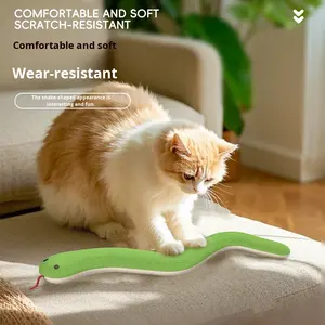 Jouet en peluche Serpent Vert, Simulation de Morsure, Doux, Résistant aux Rayures, Jouet à Mâcher, Auto-entretenant, Matériau EVA Écologique, 37x5cm - Product Image 1