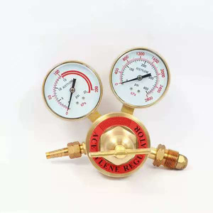 Régulateur de pression d'acétylène de qualité export, tout en cuivre, de taille moyenne, style américain, avec manomètre d'oxygène, filetage CGA992 CGA993, exporté - Product Image 3
