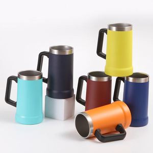 Stainless Steel Beer <b>Mug</b> with Handle 24 Oz <b>Double</b> <b>Walled</b> Vacuum Insulated Beer <b>Mug</b> Shatterproof and Spill - Product Image 1