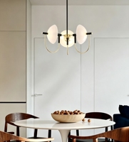 Lampe suspendue en verre semi-circulaire moderne minimaliste personnalisée, LED à intensité variable, lustre pour hôtel, villa, salon, décoration