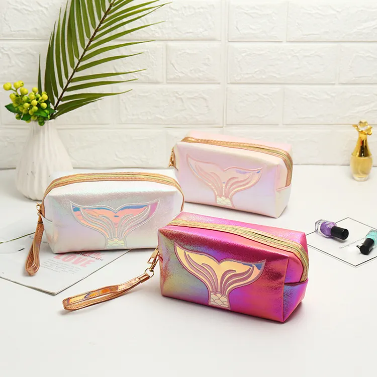 Girl Makeup Colorful Mermaid Tail Cosmetic Bag Organizer Make Up Case Beauty Pouch Lipstick Bag PU Beautician Toiletry Bags