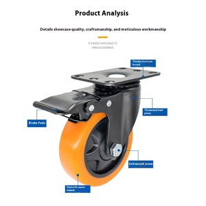 Moyennes roulettes pivotantes durables en PP de 3/4/5 pouces Roues directionnelles universelles pour chariots à main industriels Étagère pour petits chariots - Product Image 2