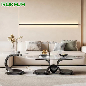 Mới Miễn Phí Di Chuyển Hình Bầu Dục Bên Bảng Sang Trọng Tùy Chỉnh Cao Cấp Đá Tấm Bàn Cà Phê Đặt Phòng Khách Hiện Đại Nghiên Cứu Bàn Trà - Product Image 1