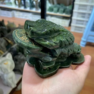 Wholesale Natural <strong>Stone</strong> Carved Yellow Green <strong>Jade</strong> Money Frog Carving Crystal Craft for Gift Decoration - Product Image 1