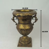 Urne Vase Décorative Multifonctionnelle en Fer Doré Vieilli Style Antique, Pot de Fleurs Élégant en Forme de Trophée pour Mariage et Banquet, Décoration Florale de Table