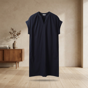 Robe Courte Noire en Satin 100% Coton pour Femme, Sans Manches, Coupe Droite, Décontractée, Unie, Doublée, Légère et Élégante pour l'Été et le Quotidien - Product Image 2