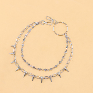 Double Layer Metal <b>Cross</b> Stud Pants <b>Chain</b> Zinc Alloy Waist <b>Chain</b> Hip Hop Casual White K - Product Image 3