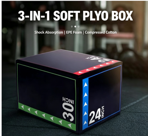 DINUO Boîte de saut pliométrique 3-en-1 en mousse souple, antidérapante en PVC, réglable en hauteur, pour entraînement à domicile et en salle de sport commerciale - Product Image 1