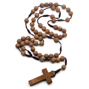 Retro Wooden <b>Rosary</b> Beads Cross Necklace Handmade Prayer Beads For Religious Use Yiwu Origin - Product Image 1