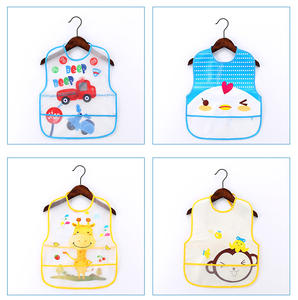 Babero de pañuelo impermeable de manga larga de gran oferta para niños pequeños que comen delantal con patrón impreso de bolsillo Fabricante directo - Product Image 5