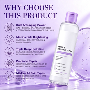 Tonique facial aux peptides avec extraits botaniques, hydratant, affinant les pores, anti-oxydant, lissant la texture inégale de la peau, logo personnalisé - Product Image 5