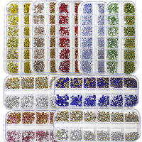 1400 pièces 12 grilles mélanger taille dos plat strass Nail Art breloques Ss4-Ss16 fond pointu cristal diamants ongles bijoux