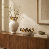 Vase en céramique blanc cassé caramel, vase décoratif pour fleurs, pour salon, table console, décoration intérieure