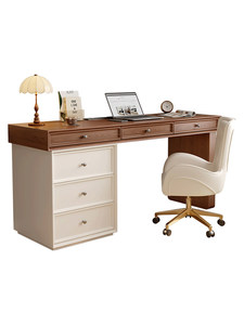 Scrivania in Legno Massello Stile Vintage per Uso Domestico in Piccoli Appartamenti, Camera da Letto, Studio, Scrivania per <span class=keywords><strong>Computer</strong></span>, Colore Crema - Product Image 5