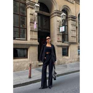 Conjunto de Chaqueta y Pantalones Negros para Mujer, con Mangas de 4 Botones, Traje Elegante - Product Image 4