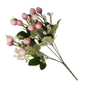 Simulation der kleinen rosé grünen Knospe 15 Köpfe Mini Bouquet Hotel Hochzeit Home Decorator gefälschten Bouquet