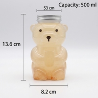 Butik Toptan Tedarik Sevimli Ayı Şeklinde 500ml PP Plastik Yeniden Kullanılabilir Çevre Dostu Su Şişesi Kapaklı Okul Dönüşü Açık Hava Yetişkinler İçin