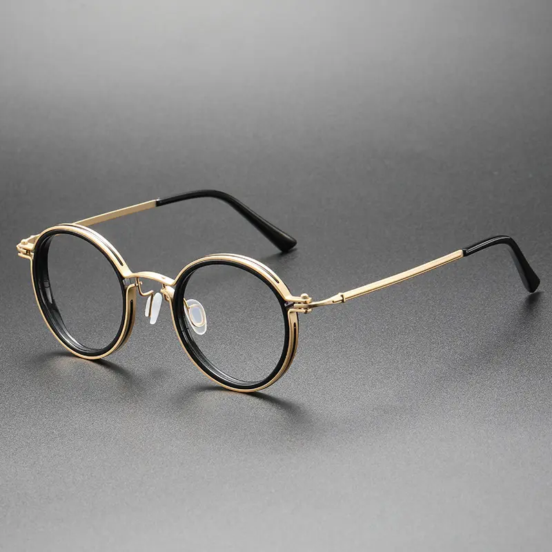 Lo último en gafas de titanio puro, montura de gafas ópticas, nuevo diseño, monturas de gafas redondas a la moda para hombres