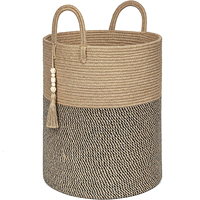 Panier de rangement en corde de coton tissé à la main avec poignées, panier à linge en coton fait main, grand format, personnalisable