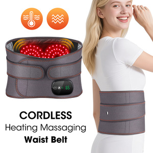 Red Light Heated Waist Belt Electric <b>Vibration</b> Massager Digital Display Velcro Strap Back Pain Relief Rechargeable - Product Image 2