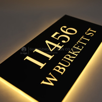 Plaque de porte lumineuse personnalisée à LED pour numéro de maison, panneau d'adresse rétroéclairé moderne, étanche, pour affichage mural extérieur de maison ou villa
