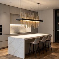 Lustre linéaire minimaliste en fer forgé avec finition peinture thermolaquée, luminaire suspendu LED pour salle à manger