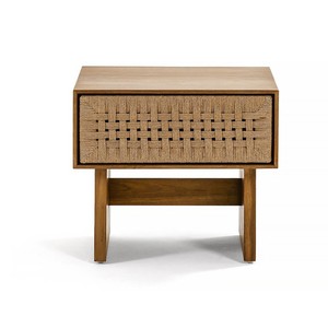 Woven Rattan Solid Wood Bedside <strong>Cabinet</strong> &amp; <strong>Side</strong> Table-Nordic Wabi-Sabi &amp; Vintage Styles-Oak &amp; <strong>Black</strong> Walnut-from China - Product Image 5