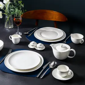 Bespoke designs dinning plates ceramic porcelain dinner dinnerware set plain white plates sets
