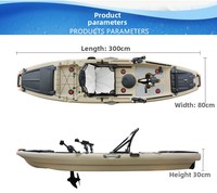 Kayak monoplace rotomoulé de 3 m avec pédales spirales pour la pêche