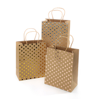 Sacs cadeaux de luxe en carton blanc imprimé à pois dorés/argentés, recyclables, avec poignées et ruban - Logo personnalisé, emballage pour vêtements