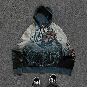 Мужские зимние свитшоты оверсайз класса люкс с 3D-вышивкой, тиснением, цифровой печатью и стразами, плотность 480 г/м², с принтом животных - Product Image 1