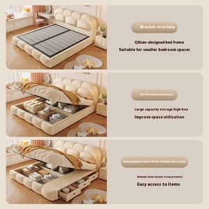 2025 moderno tessuto di crema francese letto imbottito sognante di mille anni nuvola soffio letto in legno per lo stile morbido camera da letto - Product Image 5