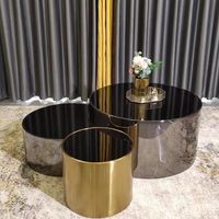 Nouvel arrivage Table basse de luxe 3 en 1 avec base en acier inoxydable Table centrale en verre pour la maison, l'hôtel, l'appartement et le salon