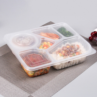 Boîte à bento jetable à 6 compartiments en PP de qualité alimentaire, résistante aux micro-ondes, étanche, pour emporter, avec logo personnalisé, en plastique recyclable