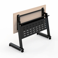 Bureau de réunion mobile moderne pliable avec plateau rabattable, table de conférence pliante en métal avec roulettes