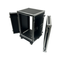 Flight case pour mixeur DJ 16U en aluminium et contreplaqué, fabriqué sur mesure, de haute qualité, avec 2 portes et mousse antichoc