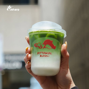 Gobelets à café matcha latte en PET transparents à fond rond pour boissons glacées, avec logo personnalisé imprimé, 10, 12, 14, 16, 18, 20 oz - Product Image 2