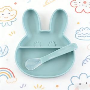 จานอาหารการ์ตูน ถาดใส่อาหาร ชุดอาหารบนโต๊ะอาหาร เป็นมิตรกับสิ่งแวดล้อม ทนทาน ทำจากซิลิโคน สำหรับเด็ก จานแบ่งส่วน พร้อมแผ่นรองจาน ช้อน ปลอดภัยสำหรับอาหาร - Product Image 6