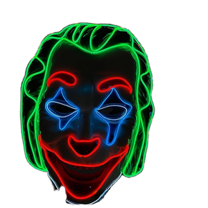 Masque <span class=keywords><strong>de</strong></span> clown <span class=keywords><strong>LED</strong></span> pour fête d'Halloween, pour cosplay, divertissement d'horreur, accessoires <span class=keywords><strong>de</strong></span> fête en silicone PVC - Product Image 1