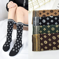 Nouveautés Automne – Chaussettes Souples en Coton et Spandex, Style Rétro Tendance Européen et Américain, avec Fil Argenté, Tricotées, Absorbant la Transpiration